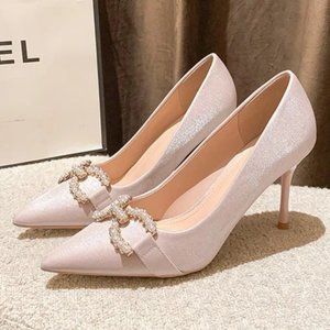 New pointed toe satin black high heels women's stiletto pumps